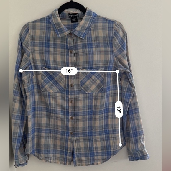 Wet Seal Blue Plaid Button Up Shirt - Picture 2 of 4